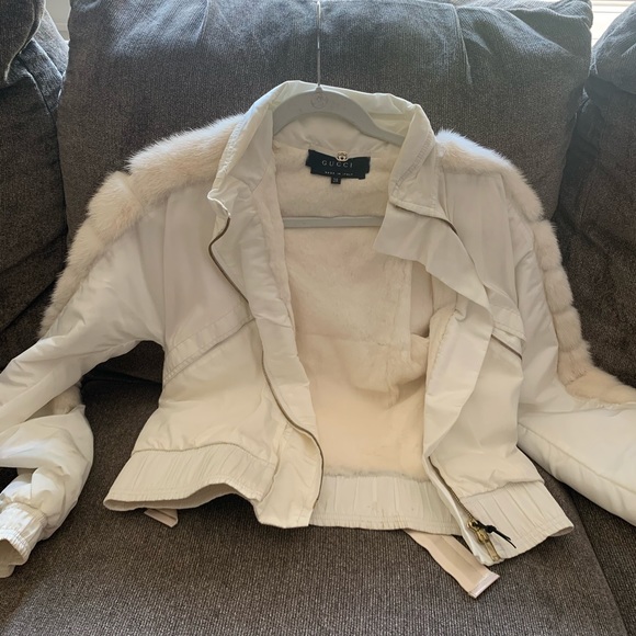 Gucci Jackets & Blazers - Gucci Fur Ivory Bomber Jacket